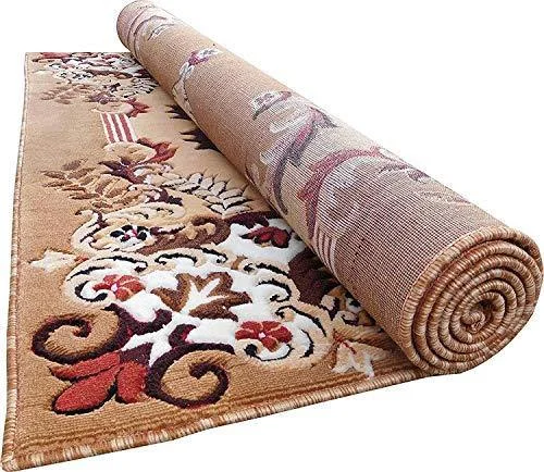 Sweet Homes Acrylic Hand Carved Machine Made Carpet, 5x7 ft (Gold)