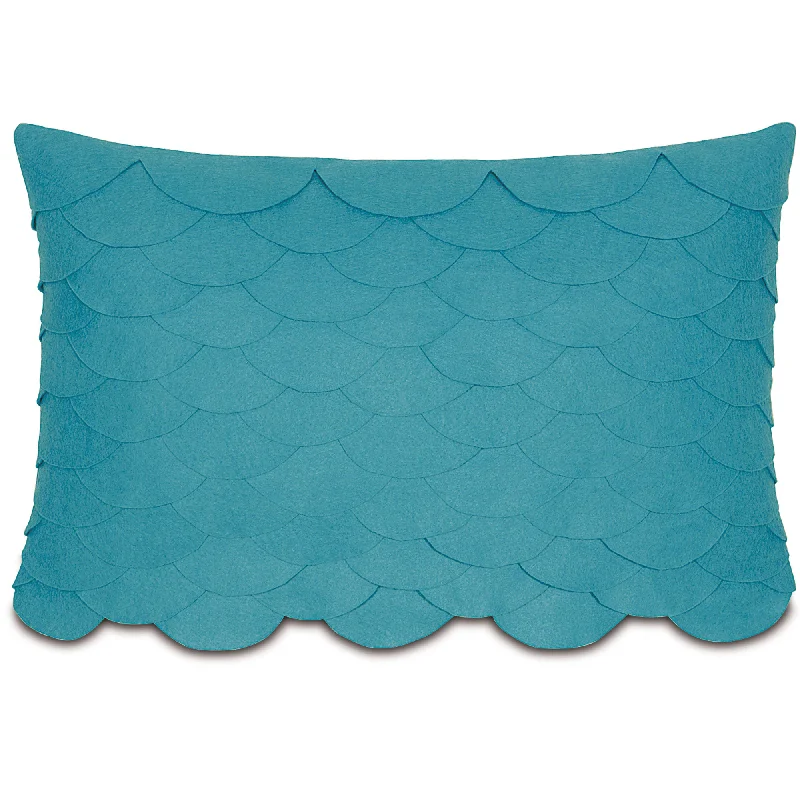 Teal Mermaid Scales Lumbar Pillow Cover 13x22