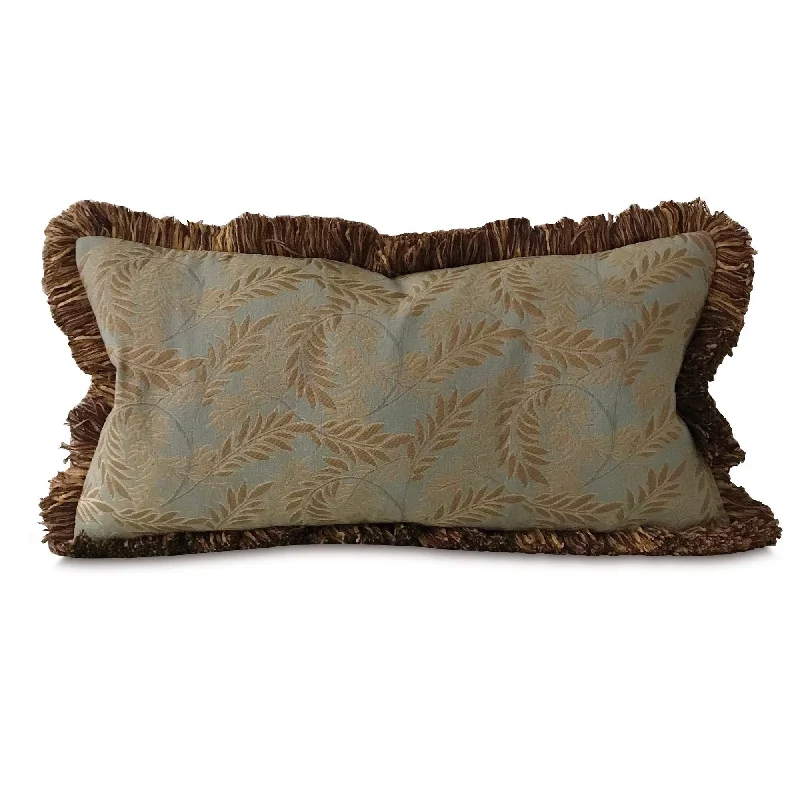 Teal and Gold Botanical Lumbar Pillow Cover 11x21