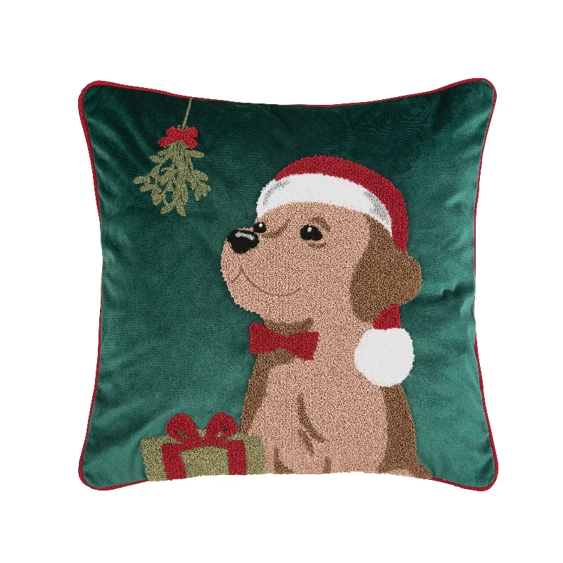 Mistletoe Puppy Decorative Pillow