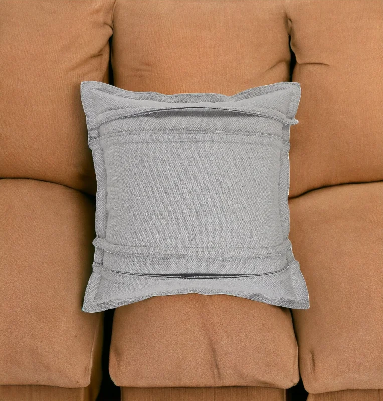 20" X 20" Light Gray Cotton Zippered Pillow