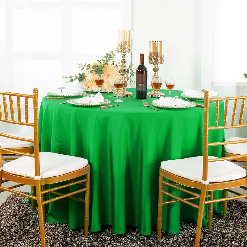 132" Seamless Round Polyester (220 GSM) Tablecloth - Emerald Green (1pc)