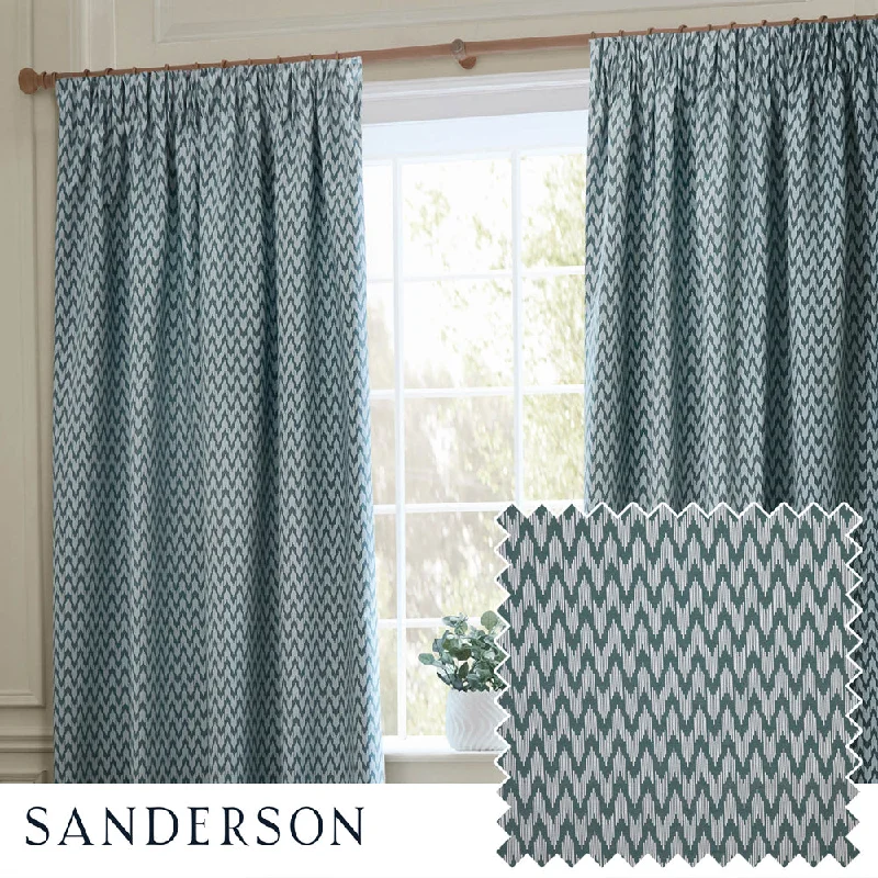 Hutton Jacquard Pencil Pleat Curtains Blue