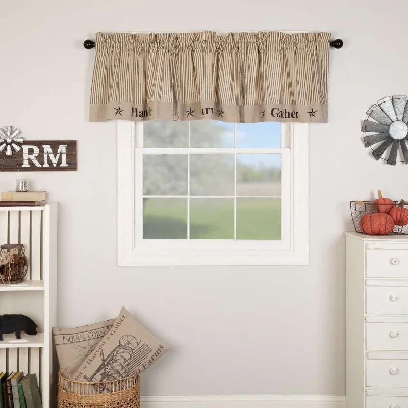 Sawyer Mill Charcoal Gather Valance Creme, Khaki VHC Brands