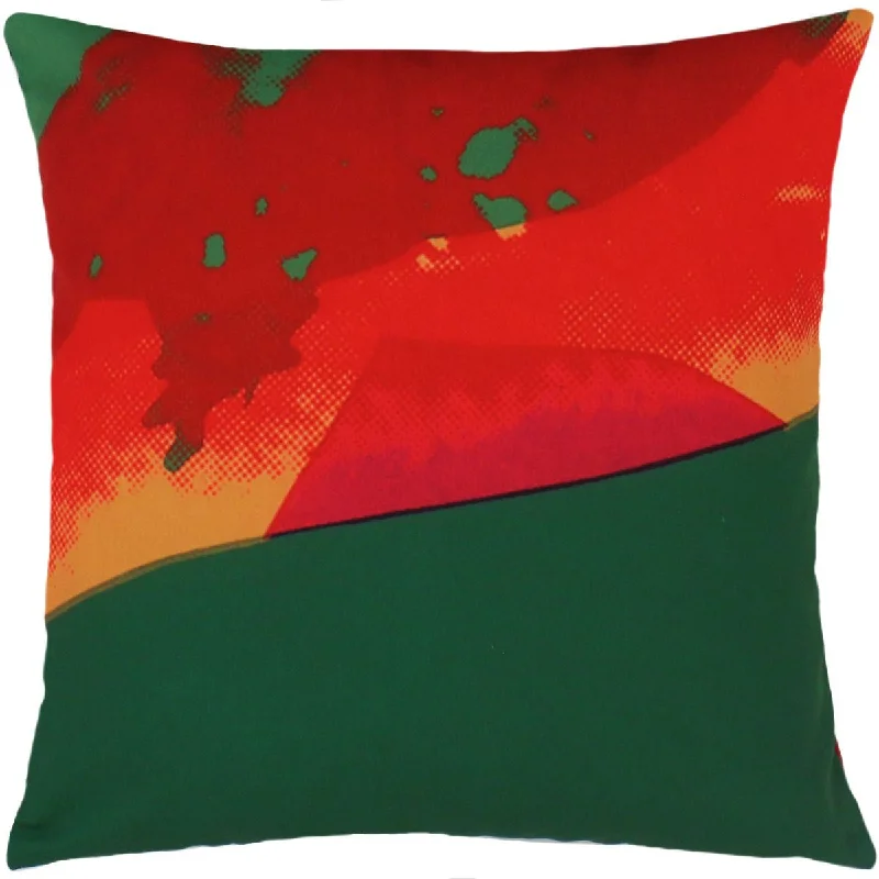 Andy Warhol Art Pillow in Red & Green design by Henzel Studio