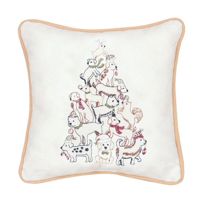 Puppy Tree Decorative Pillow