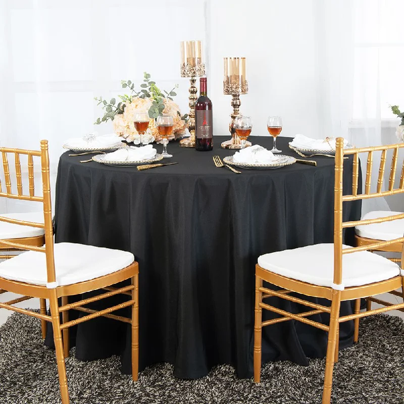 132" Seamless Round Polyester (220 GSM) Tablecloth - Black (1pc)