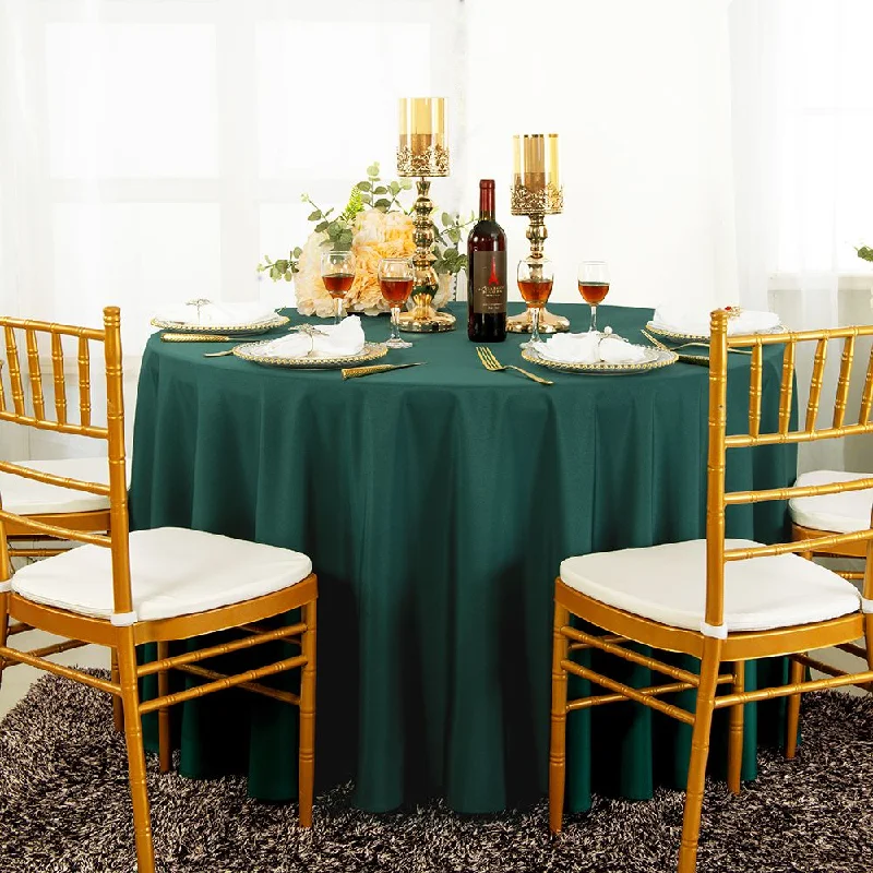 132" Seamless Round Polyester (220 GSM) Tablecloth - Hunter Green/Holly Green (1pc)