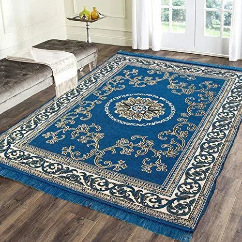 Rinki Home Furnishing 5D Designer Superfine Exclusive Velvet Carpet | Rug | Living Room | Bedroom | Hall | School | Temple | Bedside Runner | 60" inch x 84" inch | 5 Feet x 7 Feet (Blue)