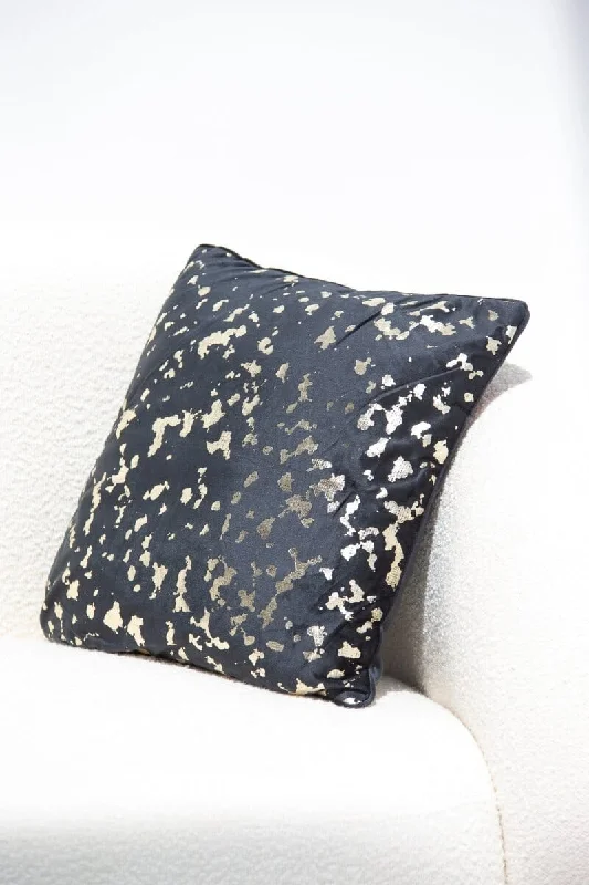 Black & Gold Jaguar Polyester Cushion Cover (45x45 CM)