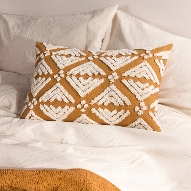 Taya Rectangular Cotton Tufted Cushion Gold