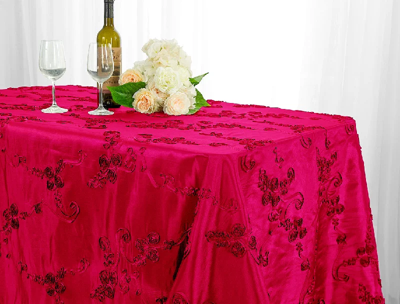 90"x156" Seamless Rectangular Ribbon Taffeta Tablecloth - Fuchsia (1pc)