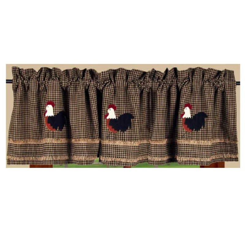 Black Oat Rise And Shine Rooster Valance Lined VLAR0075