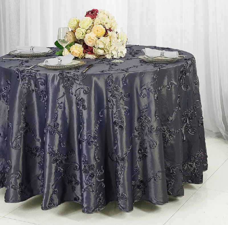 120" Seamless Round Ribbon Taffeta Tablecloth - Pewter/Charcoal (1pc)