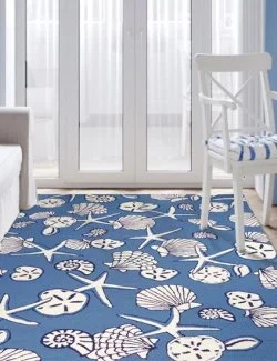 Seashell Spray Hand-Hooked Indoor/Outdoor Rugs