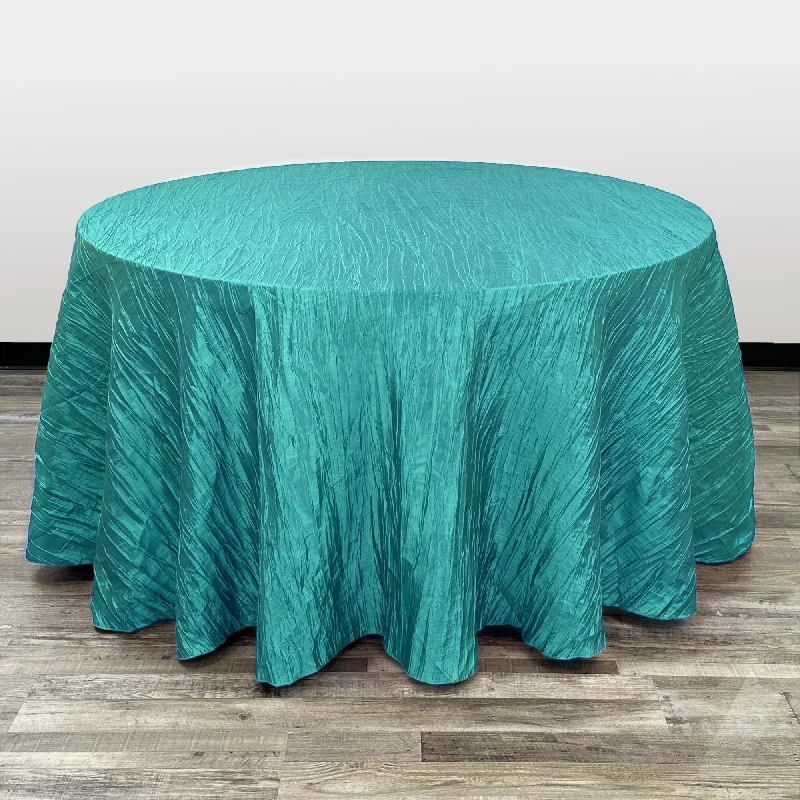 120 inch Crinkle Taffeta Round Tablecloth Teal