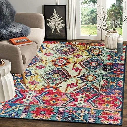 Status 3D Printed Vintage Persian Carpet Rug Runner for Bedroom/Living Area/Home with Anti Slip Backing (4X 6 Feet-Medium, Multi)-Pack of 1