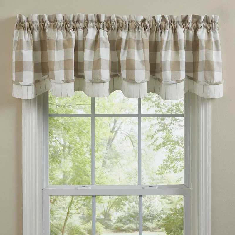 Wicklow Check Valance - Lined Layered Natural Park Designs