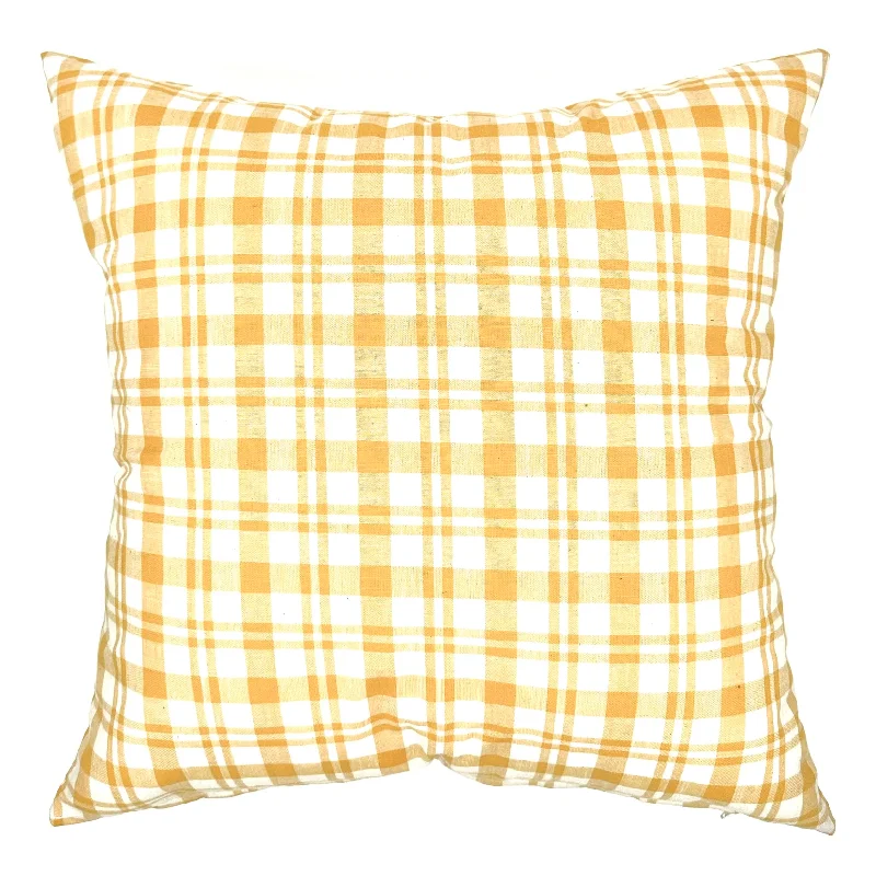 French Country Rustic Yellow Plaid Lumbar Pillow Cover 22x22