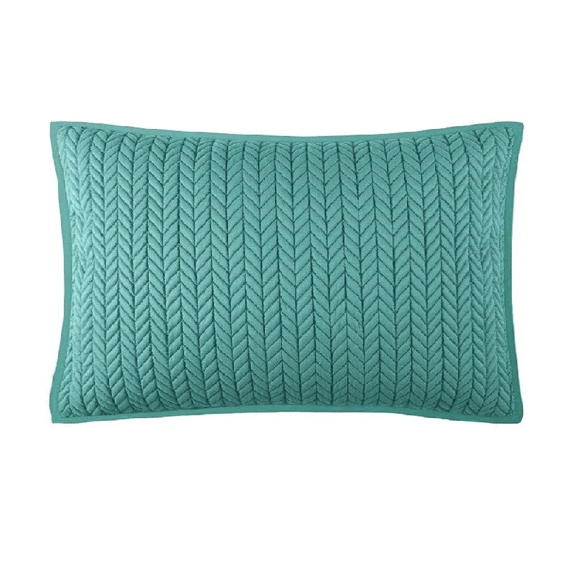 Five Queens Court Catori Jade Blue Quilted King-size Sham