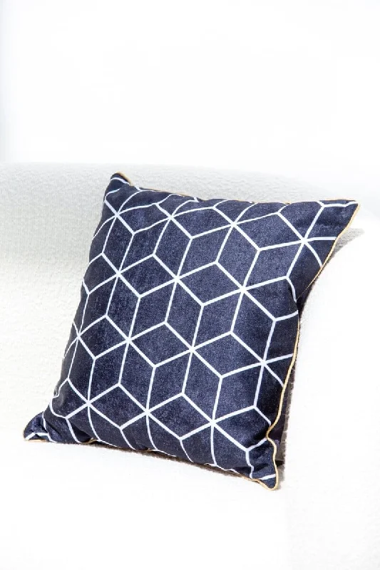 Blue & White Polyester Cushion Cover (45x45 CM)