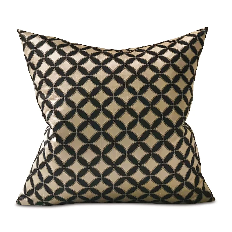 Black & Gold Geometric Throw Pillow Cover 24x24