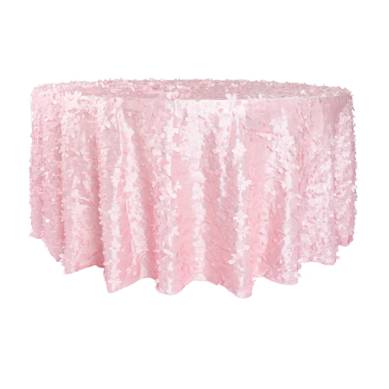 Flower Petal Taffeta Round 120" Tablecloth - Pink