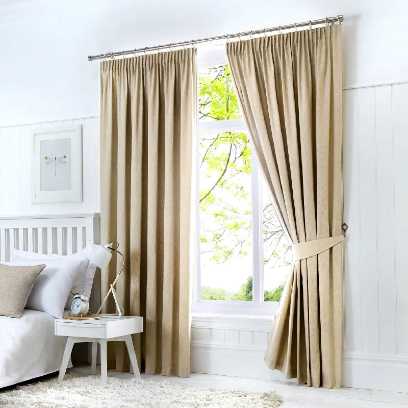 Dijon Natural Blackout Thermal Pencil Pleat Curtains