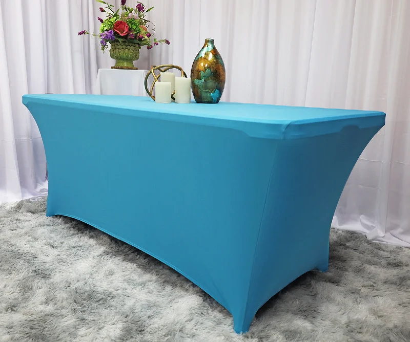 8 Ft Rectangular Spandex (220 GSM) Table Cover - Turquoise (1pc)