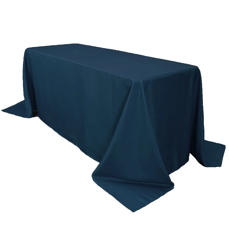 90 x 132 inch Polyester Rectangular Tablecloth Navy Blue