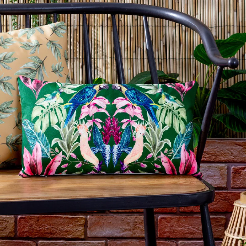 Kali Birds Outdoor Cushion Dark Green