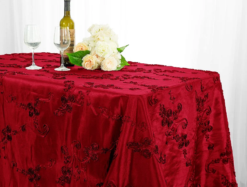 90"x156" Seamless Rectangular Ribbon Taffeta Tablecloth - Apple Red (1pc)