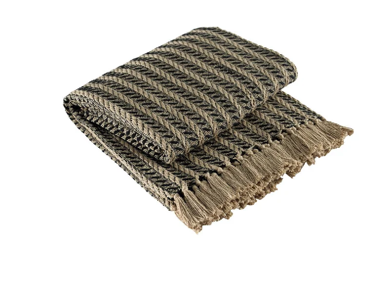 Cable Throw - Black & Tan 50x60 Park Designs