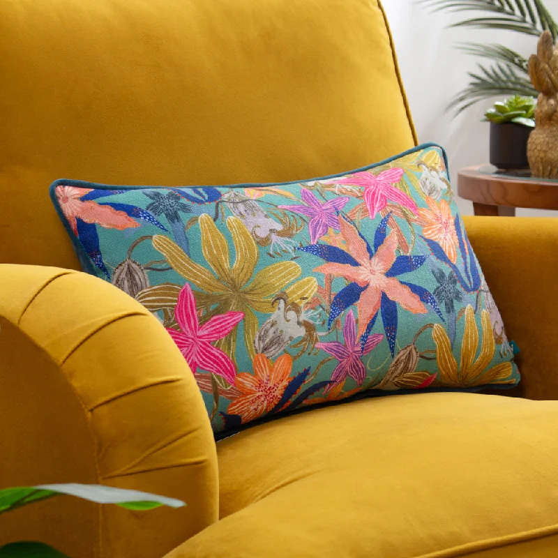 Luna Floral Tropical Piped Cushion Multicolour