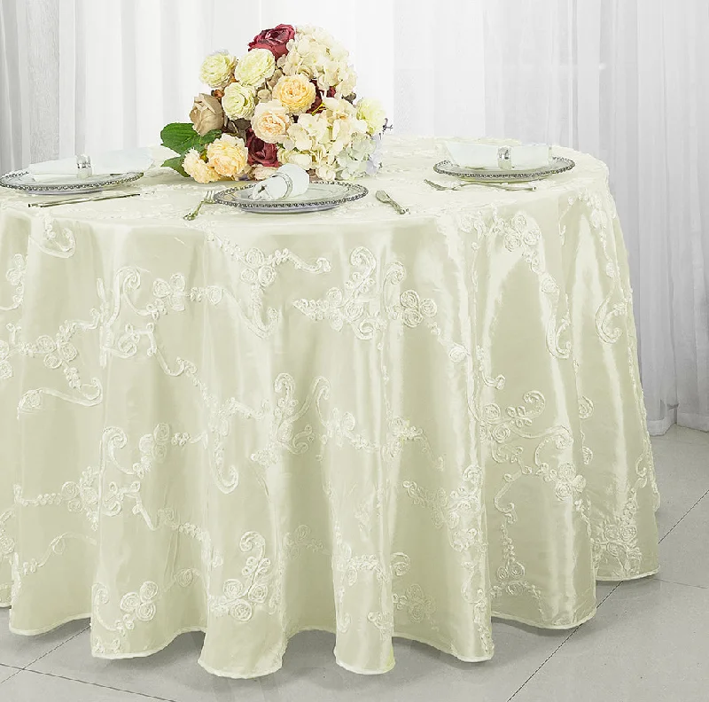 132" Round Ribbon Taffeta Tablecloth - Ivory (1pc)