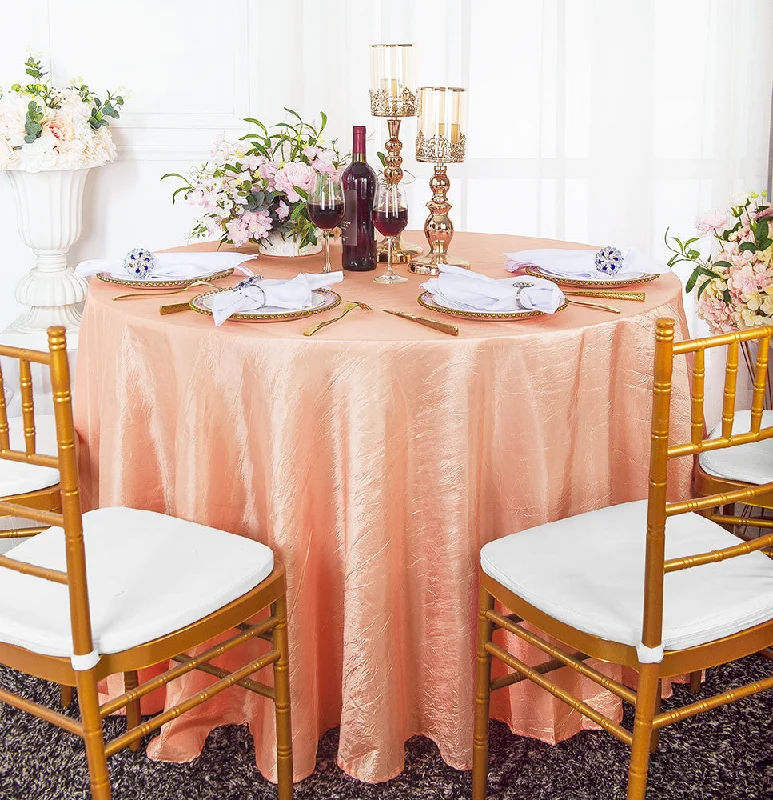 132" Round Crushed Taffeta Tablecloth - Apricot/Peach (1pc)