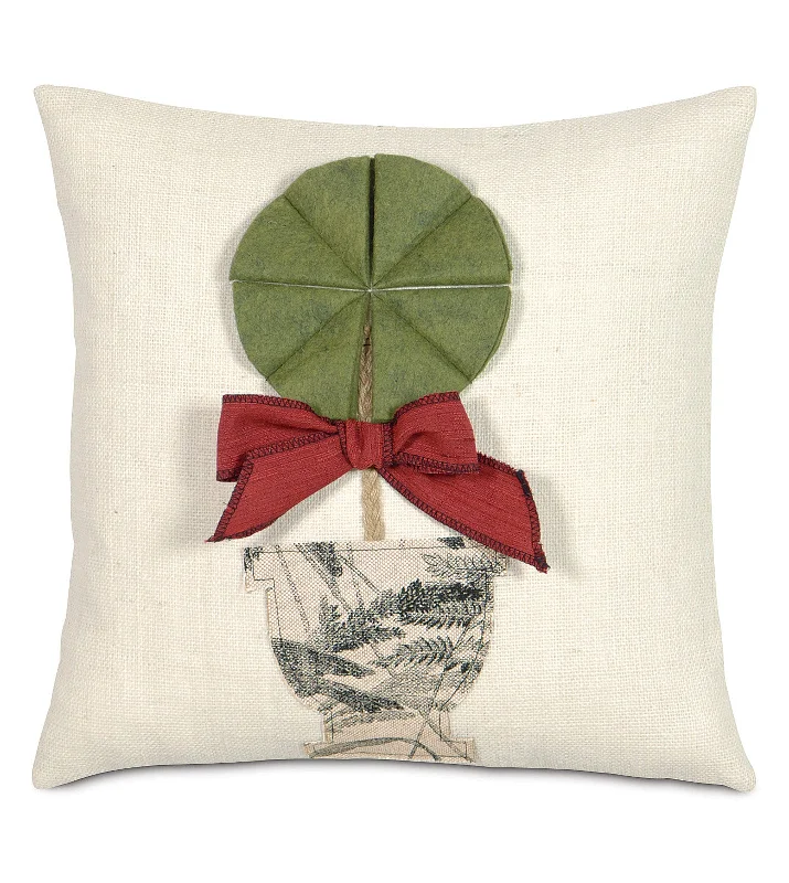 Winter Holiday Topiary Throw Pillow Cover 18x18