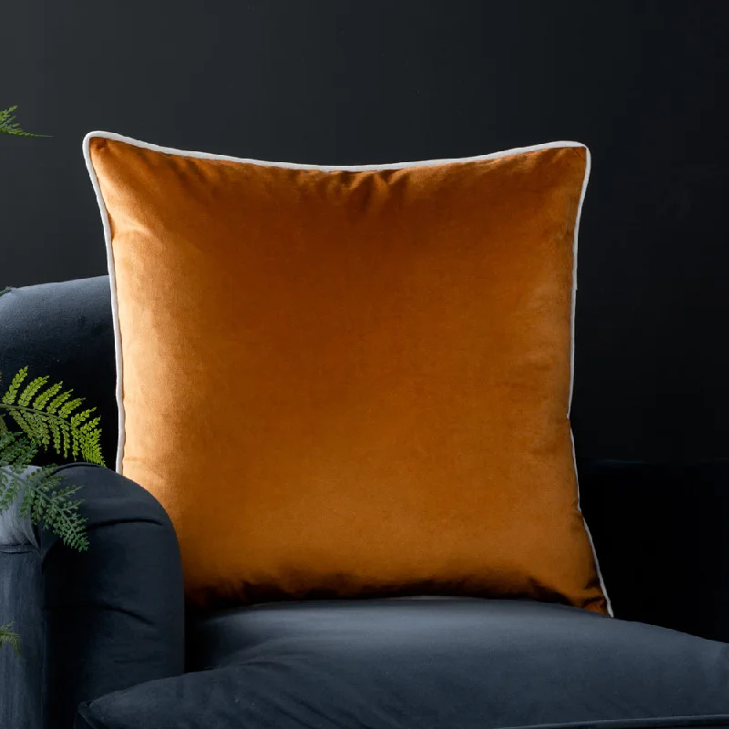 Meridian Velvet Cushion Ginger/Ecru