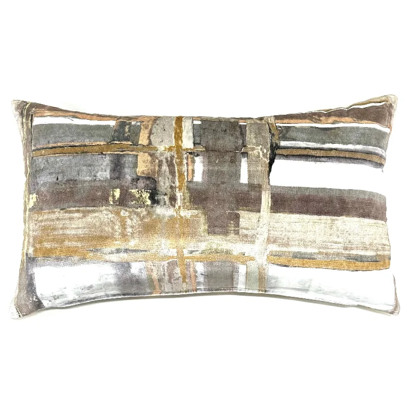 Multicolor Abstract Velvet Lumbar Pillow Cover 15x26