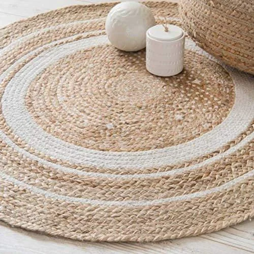 Be Wild Handwoven Jute Rug, Natural Fibres, Braided Reversible Carpet for Bedroom Living Room Dining Room (ROUND16, 70 cm)