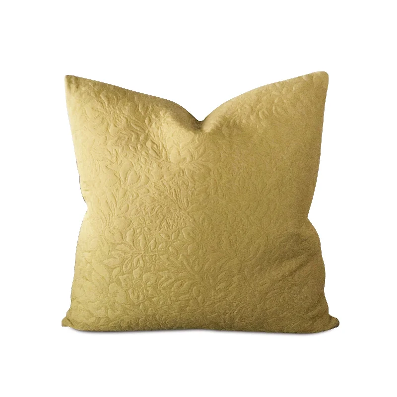 Citron Matelasse Luxury Woven Throw Pillow Cover 22x22