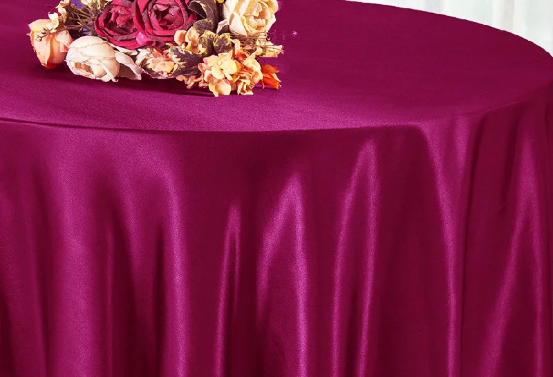 132" Round Heavy Duty Satin Tablecloth - Sangria (1pc)